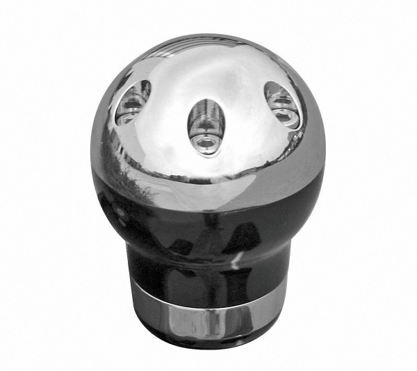 LAMPA edler Universal Schaltknauf Moke schwarz Leder/Aluminium verchromt, Schaltkopf, Schalthebel