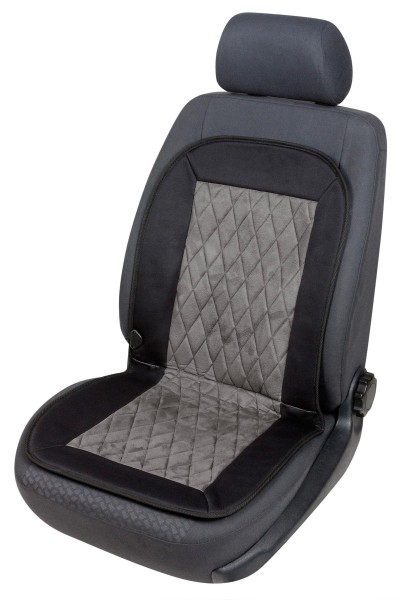weiches Polyester Jersey Auto Sitzheizkissen schwarz mit Regelschalter, Heizfunktion Sitzfläche+Rückenlehne, für alle Fahrzeuge