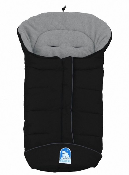molliger Baby Winter Fleece Fußsack schwarz-grau, voll waschbar, für Kinderwagen, Buggy, ca. 98x47cm