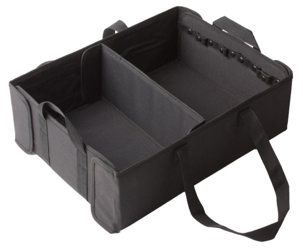 flexible Universal Polyester Kofferraum Box mit Klett schwarz, 47x36x15 cm, Autotasche, Kofferraum Organizer, Kofferraum Tasche