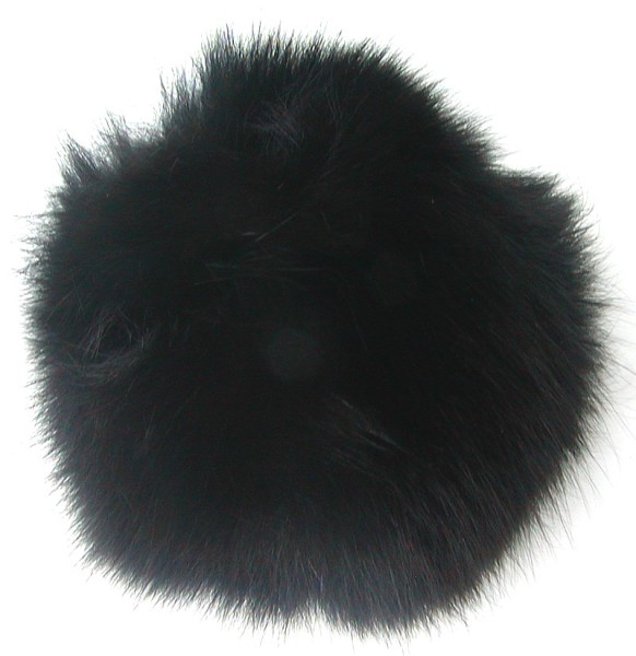 Echt Fuchsfell Fellbommeln schwarz, Ø ca. 10 cm, mit Band oder Schlaufe