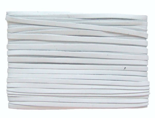 weiches Leder Flechtband Ziegenleder auf Karte weiß, Länge 10 m, Breite ca. 2,5 mm, Stärke ca. 1,0 mm