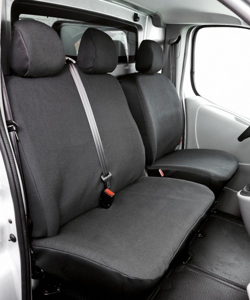 Passform Sitzbezüge für Transporter Opel Vivaro, passgenauer Stoff Sitzbezug Einzelsitz+Doppelbank vorn, Bj. 06/2001-07/2014