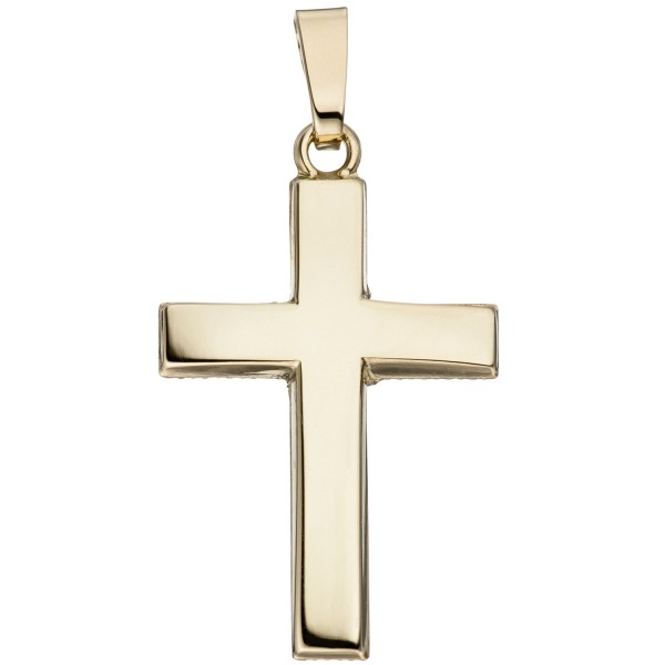 Kreuzanhänger, Goldkreuz schlicht, Anhänger Kreuz 585er Gold, 23 mm hoch, 0,7 Gramm