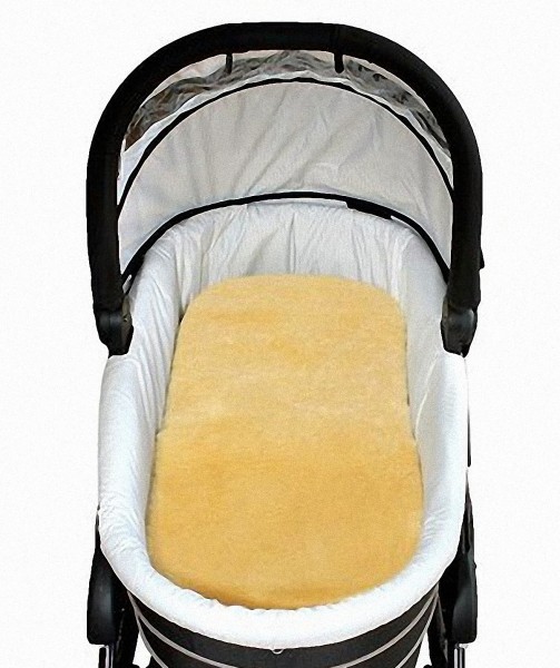 Baby Lammfell Einlagen goldbeige 30 mm geschoren für Tragetasche, Kinderwagen, Kinderbett, ca. 73x33 cm, waschbar