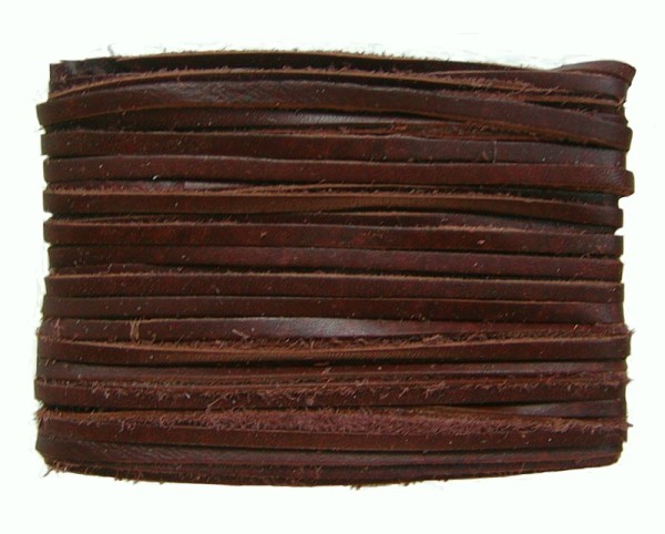 weiches Leder Flechtband Ziegenleder auf Karte dunkelbraun, Länge 10 m, Breite ca. 2,5 mm, Stärke ca. 1,0 mm