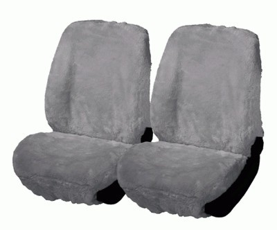 2 Stück Universal Autositzfelle silber für alle PKW, zum kompletten überspannen, Merino Lammfell Sitzbezug mit Kunstpelz