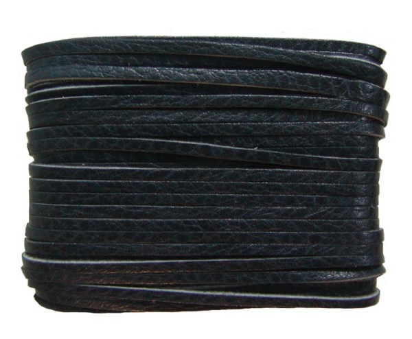 weiches Leder Flechtband Ziegenleder auf Karte schwarz, Länge 10 m, Breite ca. 2,5 mm, Stärke ca. 1,0 mm