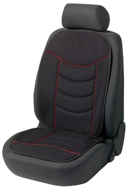 weiche Universal Auto Sitzauflage Elegance schwarz rot hohes Rückenteil, 30 Grad waschbar, alle PKW
