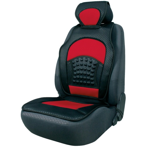 trendige Universal Auto Sitzauflage Space schwarz rot mit Nackenstütze, 30 Grad waschbar, für alle PKW