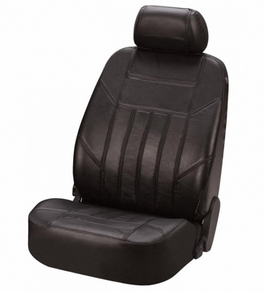 Universal Echt Nappa Leder Auto Sitzbezug schwarz, waschbar, für fast alle  PKW, für Fahrersitz oder Beifahrersitz