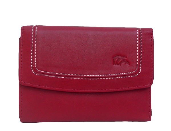 Dolphin handliche Damen Leder Geldbörse rot, 8xCC, 1 Scheinfach, viele Fächer, ca. 13x9,5 cm
