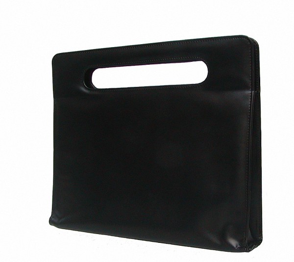 elegante Leder Damen Dokumentenmappe schwarz, für DIN A4, ca. 40x34 cm
