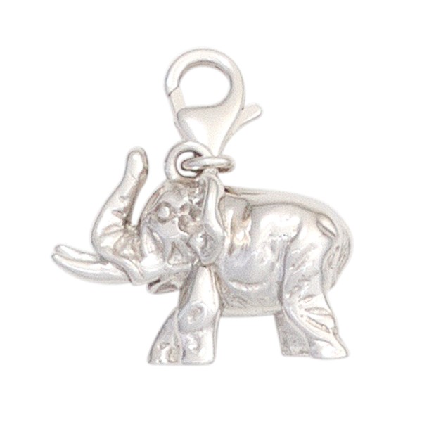 Charm Elefant, Einhänger 925er Sterling Silber rhodiniert, Höhe ca. 23 mm, Gewicht ca. 3,7 Gramm