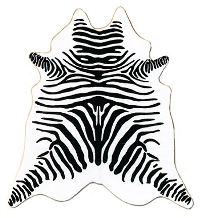 große südamerikanische Rinderfelle, Kuhfelle, weiß bedruckt mit Zebra-Zeichnung, seidig glänzendes Fell, ca. 3 m²