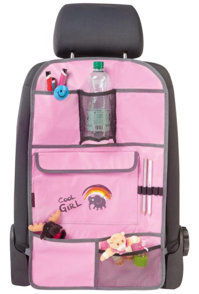 Polyester Kinder Auto Rücksitz Organizer mit Taschen rosa, PKW Rückenlehnen Schutz, 69x40 cm, Auto Tasche
