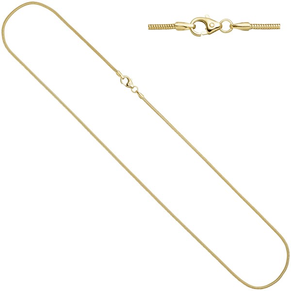 Goldkette 50 cm, 1,4 mm, Schlangenkette 333er Gelbgold, Karabiner, Gewicht ca. 4,2 Gramm