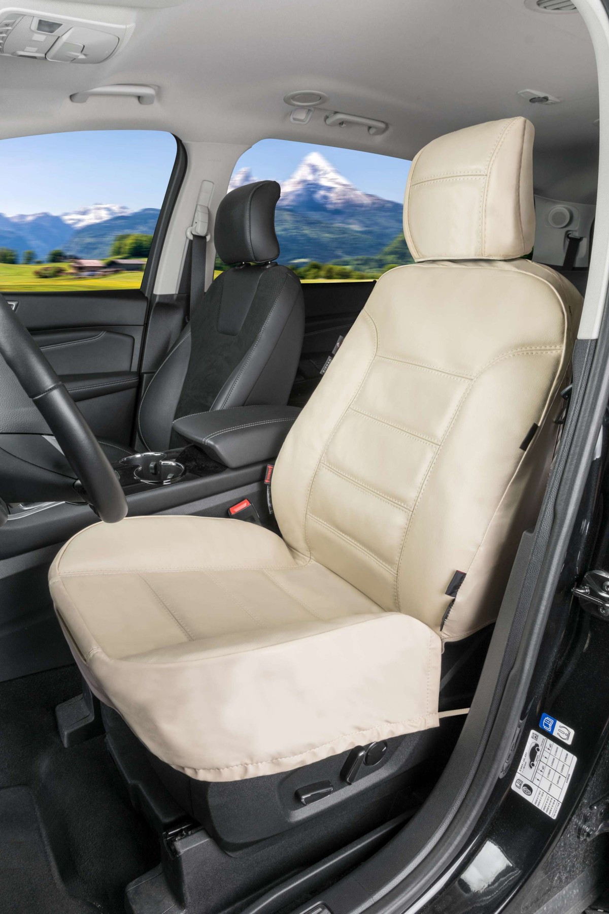 ZIPP IT Universal Echt Leder Auto Sitzbezug beige, RV System, Leder Auto  Schonbezug