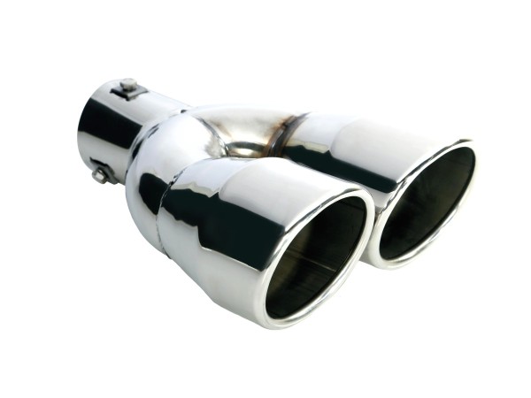 LAMPA TS-22 Universal Edelstahl Auspuff Blende mit Doppelausgang, DM 36-48 mm, 240x180x95 mm, Endtopf, Auspuffrohr, Sportauspuff