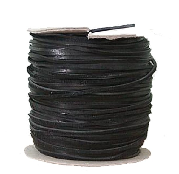 Lederflechtband Büffelleder schwarz, Länge 50 m, Breite ca. 4 mm, Stärke ca. 1,3 mm