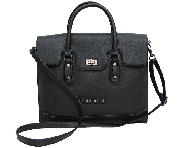 Angel kiss AK5993 black modische Tasche Kelly Bag Style, Shopper, 3 Hauptfächer, langer Trageriemen, 34x30x11 cm