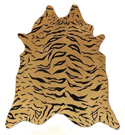 große südamerikanische Rinderfelle, Kuhfelle, Tiger - Zeichnung bedruckt, seidig glänzendes Fell, ca. 3 m²