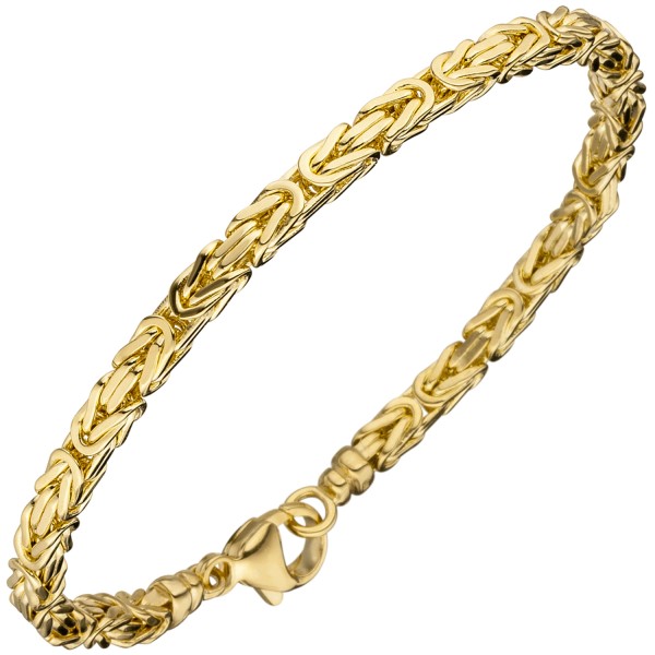 Goldarmband 19 cm 3,2 mm breit, Gold Königsarmband 585er Gold, 15 Gramm
