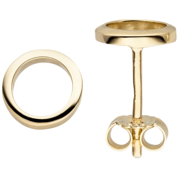 Goldohrringe ohne Stein, Ohrringe, Goldohrstecker Kreis 7,5 mm, 333er Gold, 0,7 Gramm