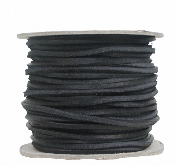 endlos Vierkant Lederriemen Rindleder schwarz, Voll-Leder, Länge 50 m, Stärke ca. 3 mm, Breite ca. 3 mm