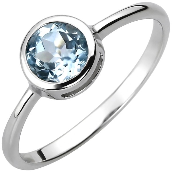 Damen Silberring, Silber Blautopas Ring 925er Silber, 1 Blautopas, ca. 1,6 Gramm