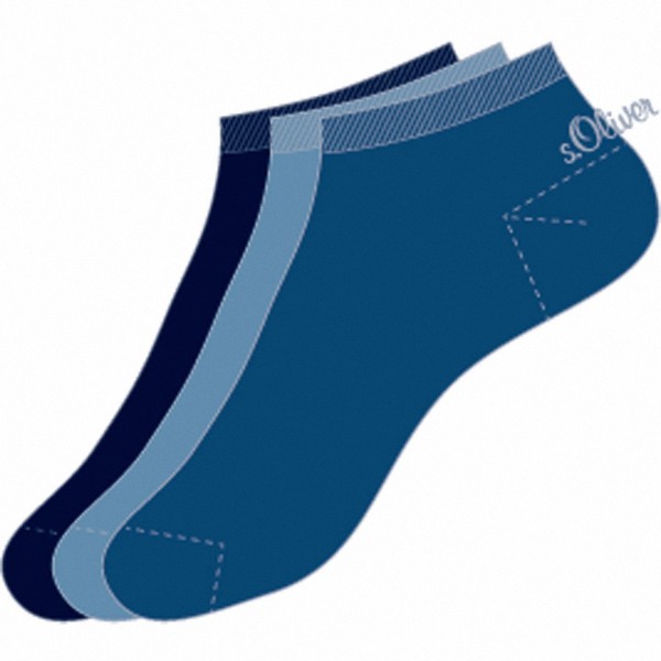 s.Oliver Classic NOS Unisex Sneaker, 3er Pack Damen, Herren Sneaker Socken blau