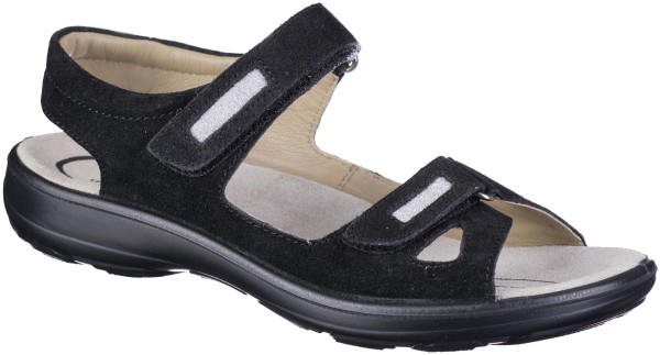 JOMOS Damen Leder Sandalen schwarz, Extra Weite H, weiches Leder Fußbett