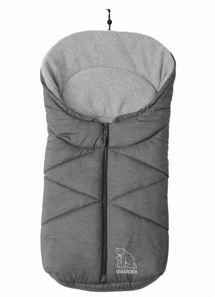 molliger Baby Winter Fleece Fußsack grau meliert, für Tragschalen, Autositze, ca. 79x39 cm, warm wattiert