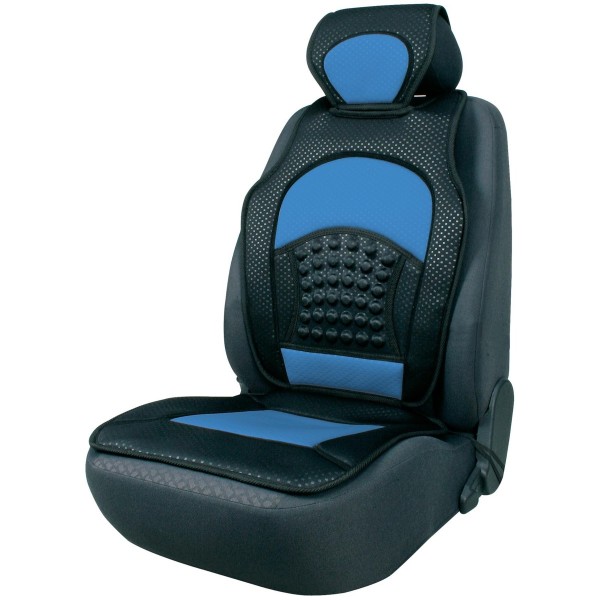 trendige Universal Auto Sitzauflage Space schwarz blau mit Nackenstütze, 30 Grad waschbar, für alle PKW