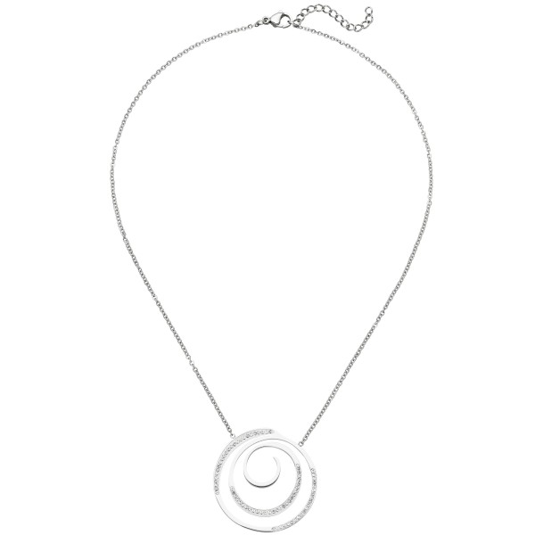Edelstahl Collierkette 46 cm, Halskette, Schmuckset mit Anhänger mit 74 Kristallen