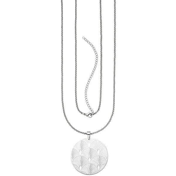 Edelstahl Collierkette 80 cm, Halskette, Erbskette mit Anhänger rund 40 mm, 12 Gramm