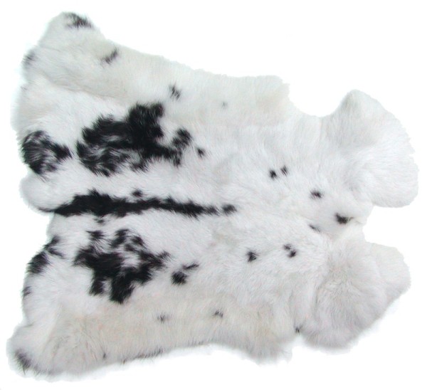 Kaninchenfelle weiß-schwarz naturfarben, ca. 30x30 cm, Felle vom Kaninchen mit seidigem Haar