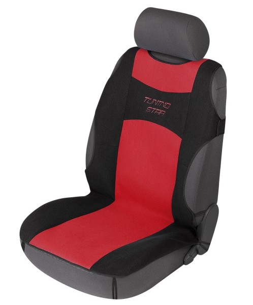 sportliche Universal Polyester PKW Auto Sitzauflage Tuning Star rot, 120x60 cm, weich gepolstert, waschbar, PKW Sitzaufleger