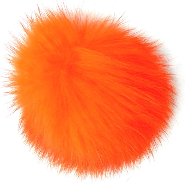 Echt Kaninchenfell Fellbommeln orange, Ø ca. 5 cm, mit Lederschlaufe
