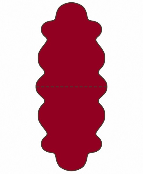 australische Doppel Lammfelle aus 2 Fellen rot gefärbt, voll waschbar, ca. 175x63 cm, Haarlänge ca. 70 mm