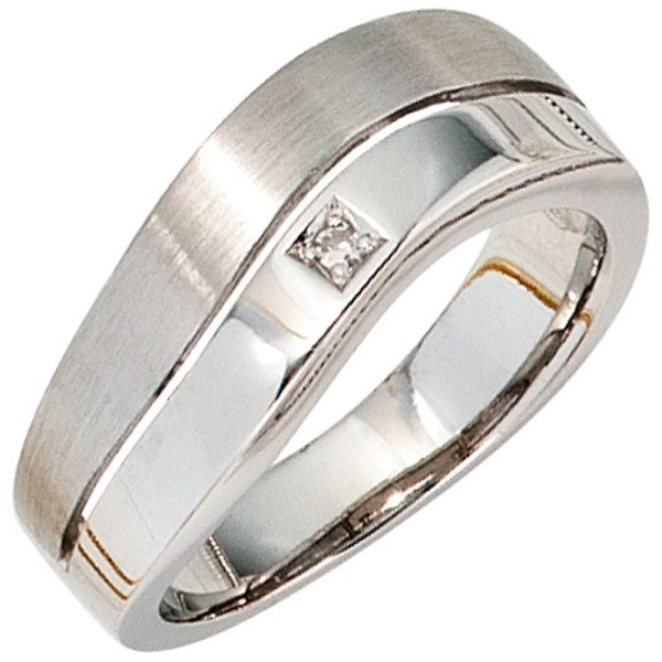 Damen Weiß Goldring, Diamant Ring 585er Weißgold. 1 Diamant, Gewicht ca. 5,3 Gramm