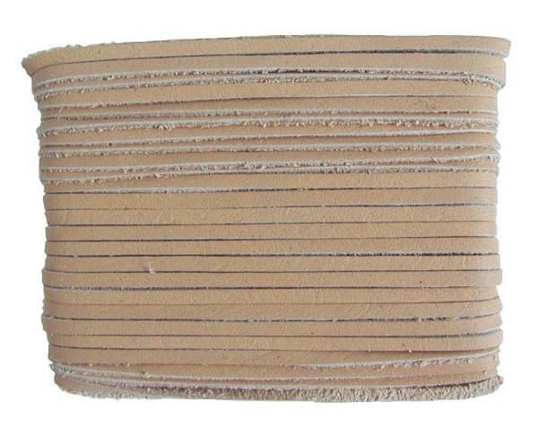 weiches Leder Flechtband Ziegenleder auf Karte beige, Länge 10 m, Breite ca. 2,5 mm, Stärke ca. 1,0 mm