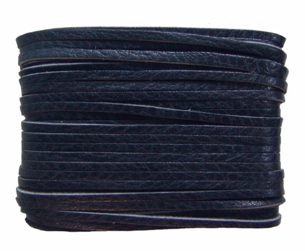 weiches Leder Flechtband Ziegenleder auf Karte dunkelblau, Länge 10 m, Breite ca. 2,5 mm, Stärke ca. 1,0 mm