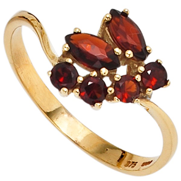Damen Ring 375 Gold Gelbgold 6 Granate rot Goldring Granatring
