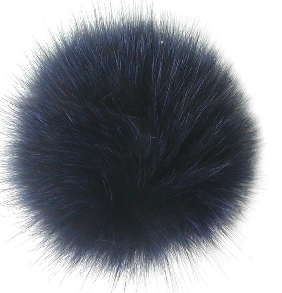 Echt Fuchsfell Fellbommeln dunkelblau, Ø ca. 10 cm, mit Band oder Schlaufe