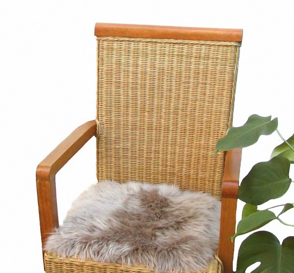 Heino Felle eckige Sitzauflage aus australischen Lammfellen, Fellkissen taupe, ca. 35x35 cm, waschbar, Haarlänge ca. 70 mm