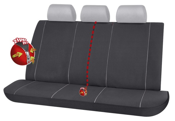 Serie Modulo ZIPP IT Autositzbezug Rücksitzbankbezug 3-teilig schwarz mit Reißverschluss, 100% Polyester