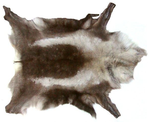 großes Wildfell, Nordisches Rentierfell graubraun, super Dekorationsfell, ca. 135-145 cm, Sortierung II