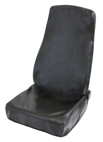 Universal Sitzschoner, Werkstatt Sitzbezug Kunstleder schwarz, große  Kopfstützenabdeckung. KFZ Schonbezug