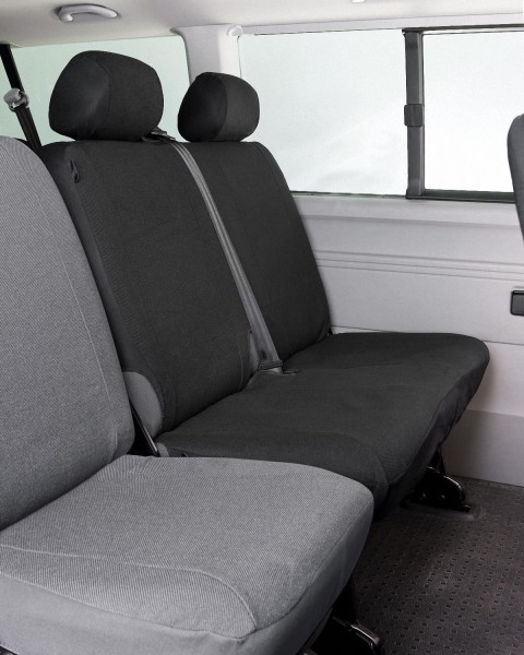 Passform Sitzbezüge Transporter für VW T5, passgenauer Stoff Sitzbezug Doppelbank hinten, Bj. 04/2003-06/2015